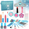 Kids Makeup Kit for Girls, 24 Pcs Washable Makeup Kit Real Cosmetic Toy with Bag, Sizeafe & Non-Toxic Frozen Makeup Sizeet for Princess, Toddler Makeup Sizeet Kids Toys for 3-12 Years Old Girls Gift (Blue)