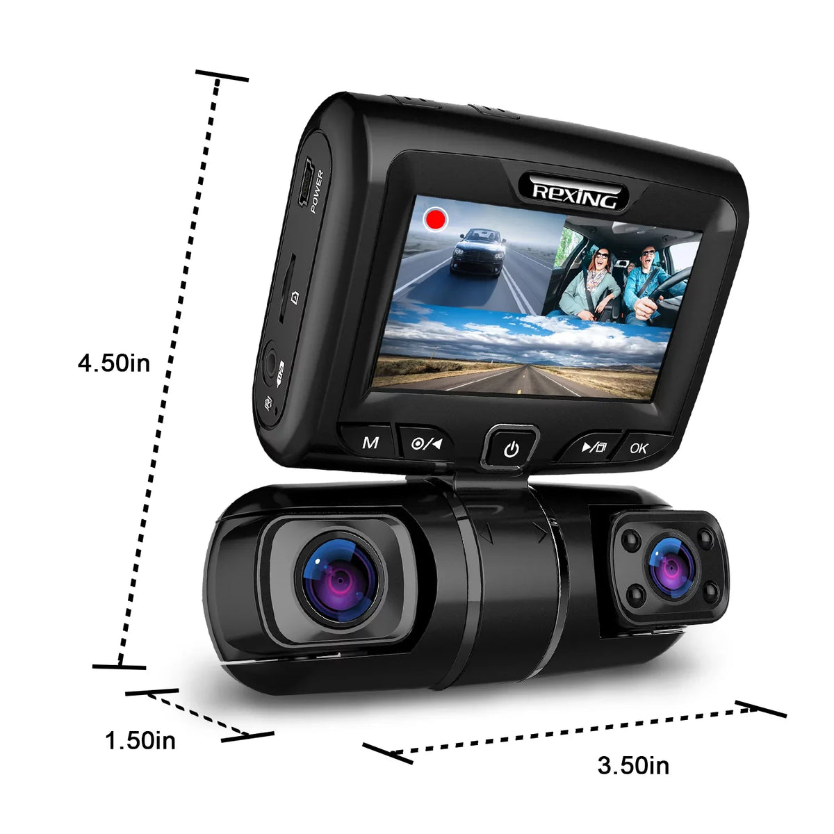 Rexing Size1 3-Channel 1080P+1080P+1080P Dash Cam