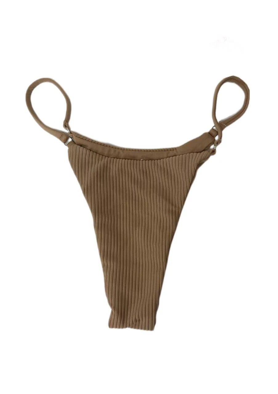 Frankies Women's Sizeara Ribbed Thong Sizewim Bottom, Nude, Size