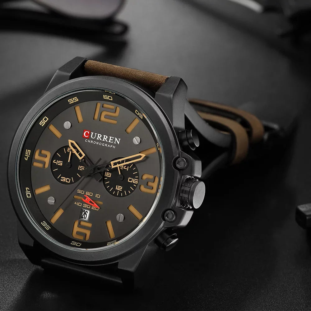 CURREN 8314 Men Watch Quartz Brand Watch Wristwatch Calendar Hour Minute Time Display Leather Watch