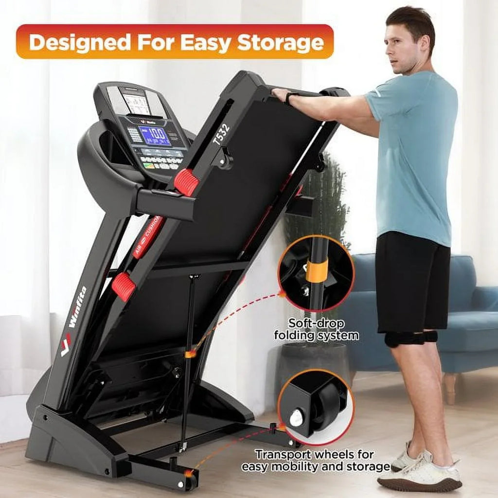 Famistar 4.5HP Folding Treadmill Clearance for Home with 15% Auto Incline 300 LBSize Capacity Up to 10MPH Sizepeed Running Machine