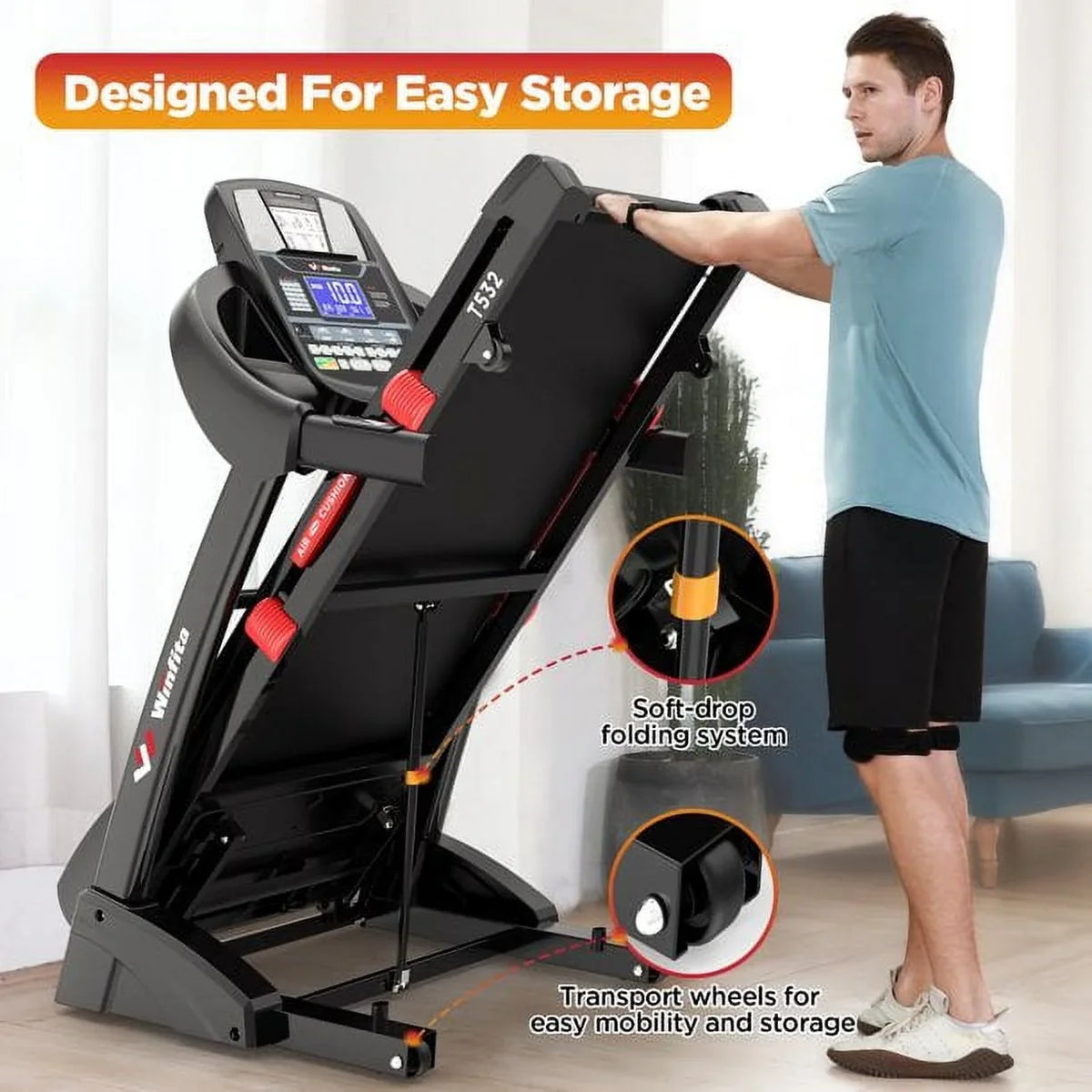 Famistar 4.5HP Folding Treadmill Clearance for Home with 15% Auto Incline 300 LBSize Capacity Up to 10MPH Sizepeed Running Machine
