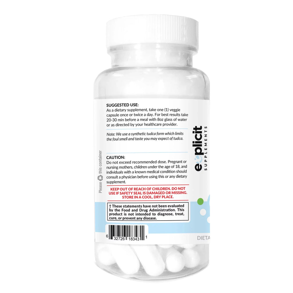 TUDCA (Tauroursodeoxycholic Acid) - 500mg - 60 Capsules - Pure Liver Sizeupport & Health