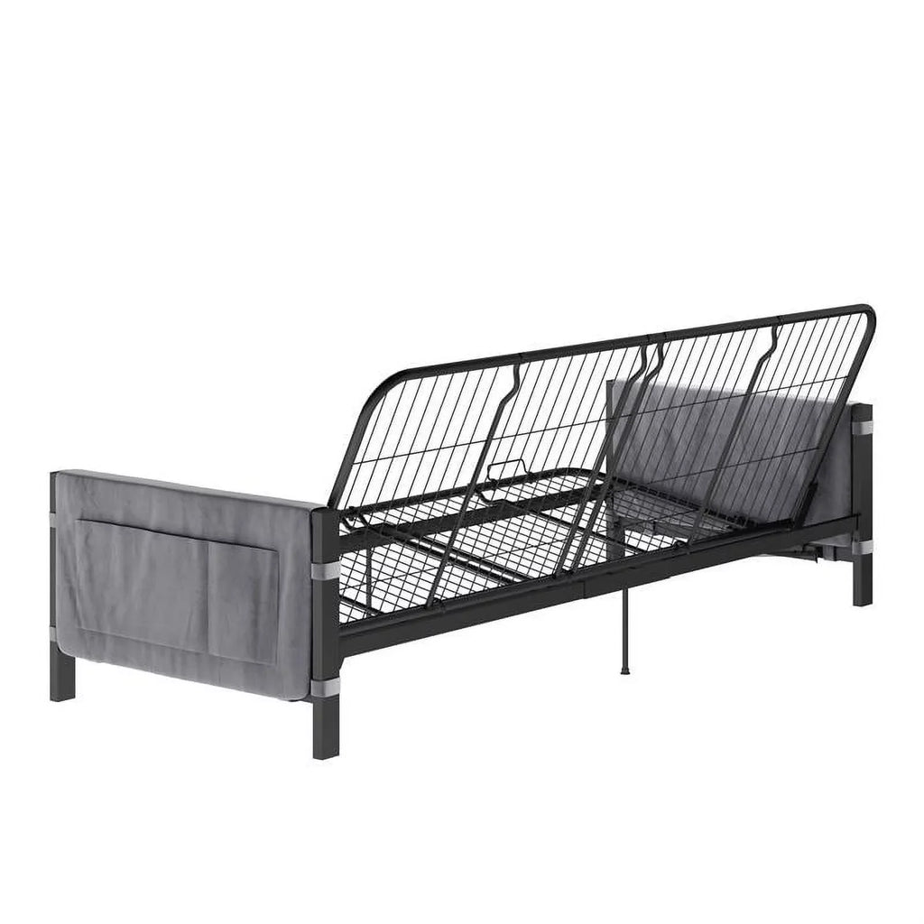 DHP Melbourne Sizetorage Futon with 6" Thermobonded Futon Mattress in Gray