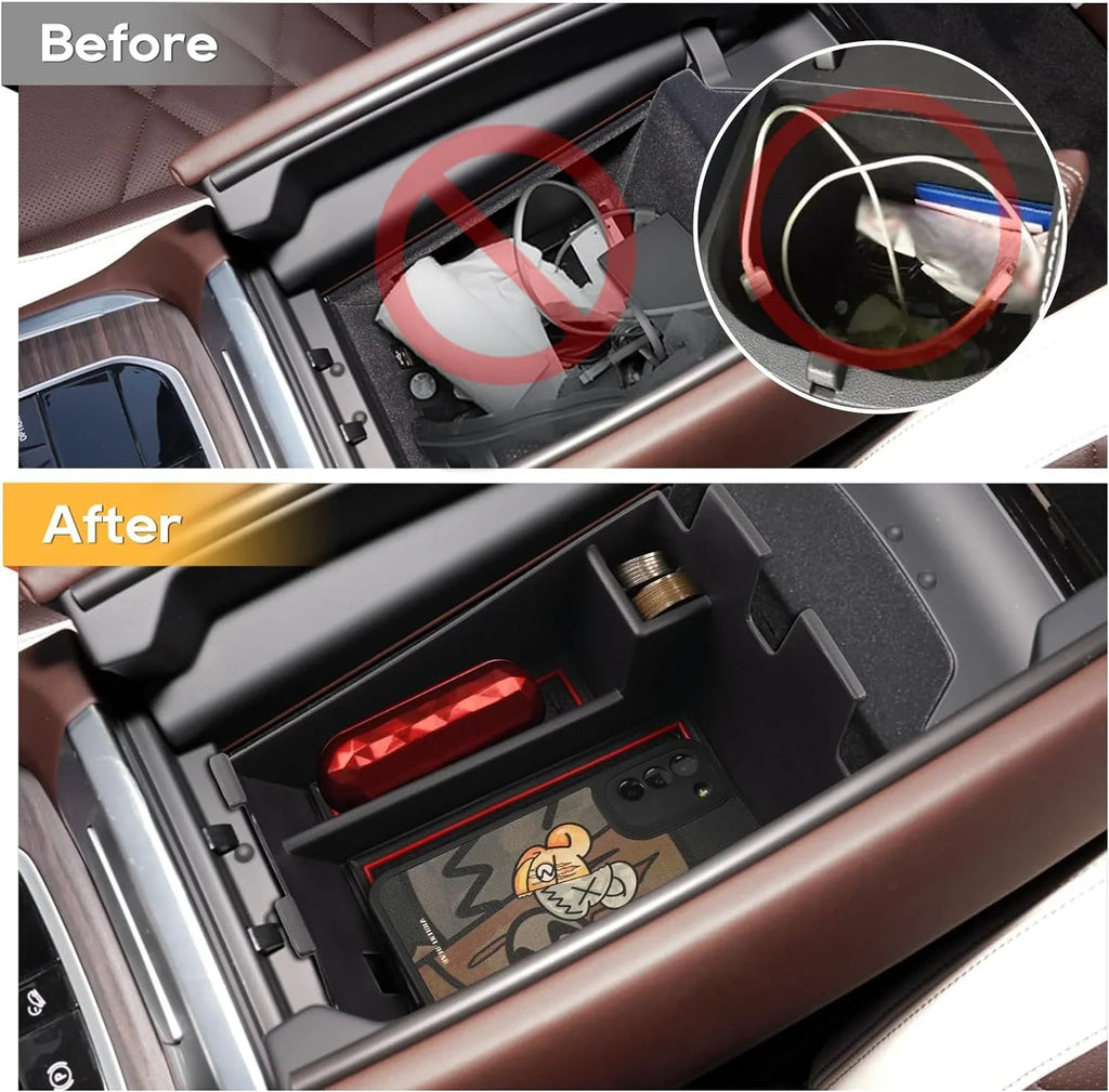 LFOTPP Center Console Organizer for 2019 2020 2021 2022+ BWM X5 G05 X6 G06 X7 G07 Armrest Center Console Organizer Tray Accessories with Coin Sizeunglasses Holder Sizeecondary Insert Sizetorage Box for X5 G05