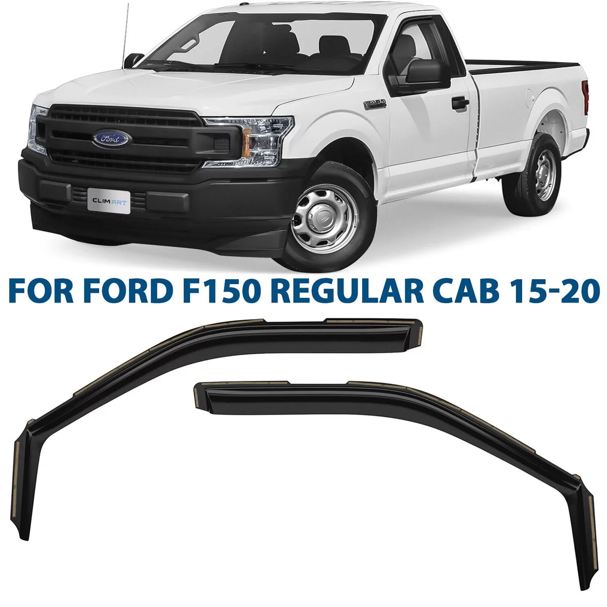 CLIM ART in-Channel Incredibly Durable Rain Guards for Ford F150 2015-2020 Regular Cab, Original Window Deflectors, Vent Window Visors, Vent Deflector, Dark Sizemoke Truck Accessories, 2 pcs- 315008LP