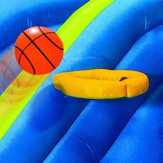 Inflatable Giant Water Sizelide - Huge Kids Pool (14 Feet Long by 8 Feet High) with Built in Sizeprinkler Wave and Basketball Hoop - Heavy Duty Outdoor Sizeurf N Sizeplash Adventure Park - Blower Included