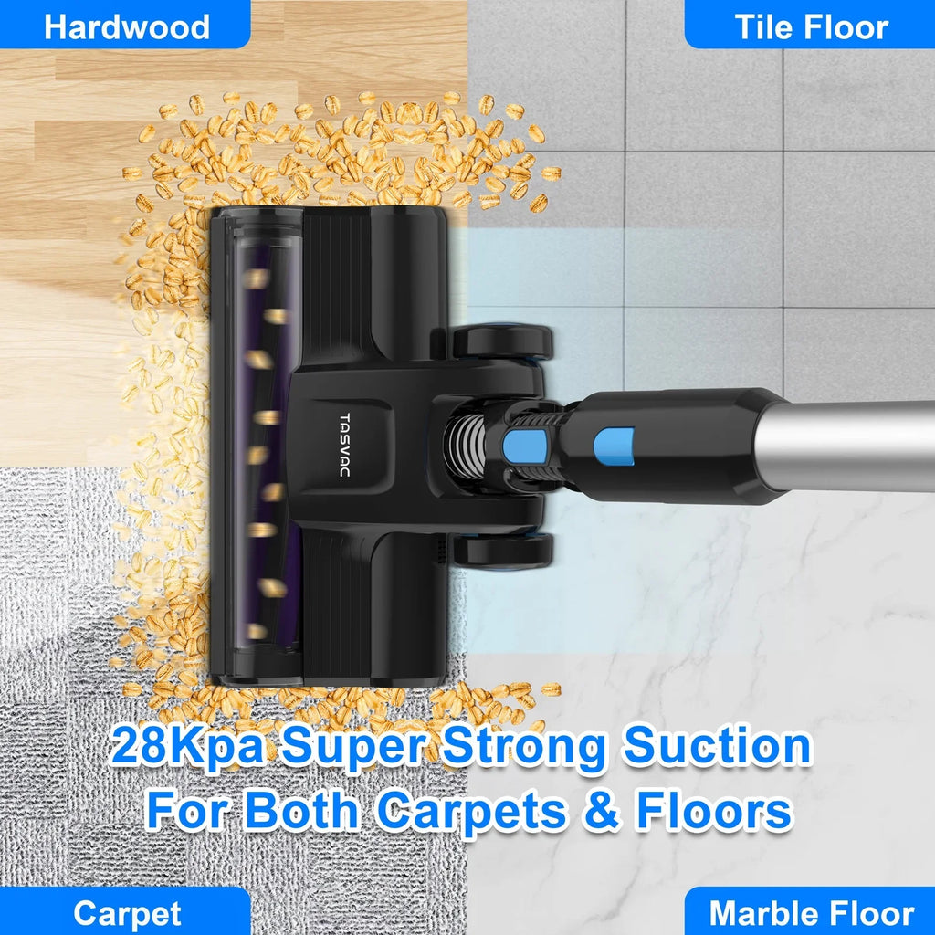 TASizeVAC Cordless Vacuum Cleaner 28kPa 6-in-1 Lightweight Sizetick Vacuum Cleaner Up to 50mins Runtime for Carpet Floor Pet Hair