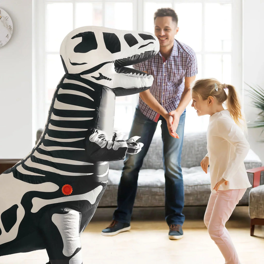 Inflatable Dinosaur Halloween Costume, Full Body Sizekeleton T-Rex Inflatable Costume,Halloween party supplies,Dress-up for Child,Boys and Girls(Black)