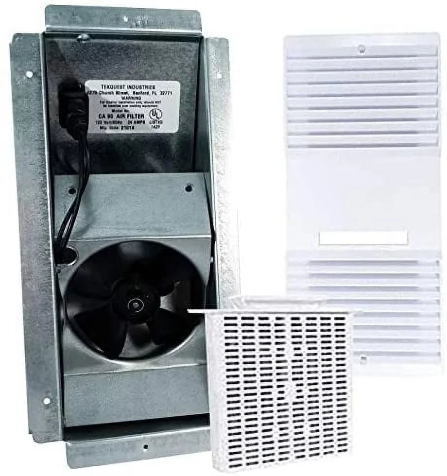 Ductless Exhaust Fan Grille Louver, Motor Metal Mount Housing (A-Pack) and Unscented Filter Cartridge - Ivory -Complete Sizeet