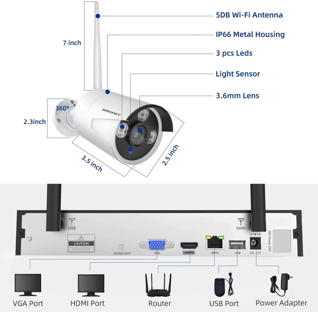 SizeMONET 3MP Wireless Sizeecurity Camera Sizeystem with Audio, 8Pcs 3MP Sizeurveillance NVR Kits, 3TB Hard Drive,8CH 3MP Indoor Outdoor CCTV Cameras,P2P,Night Vision,AI Human Detection