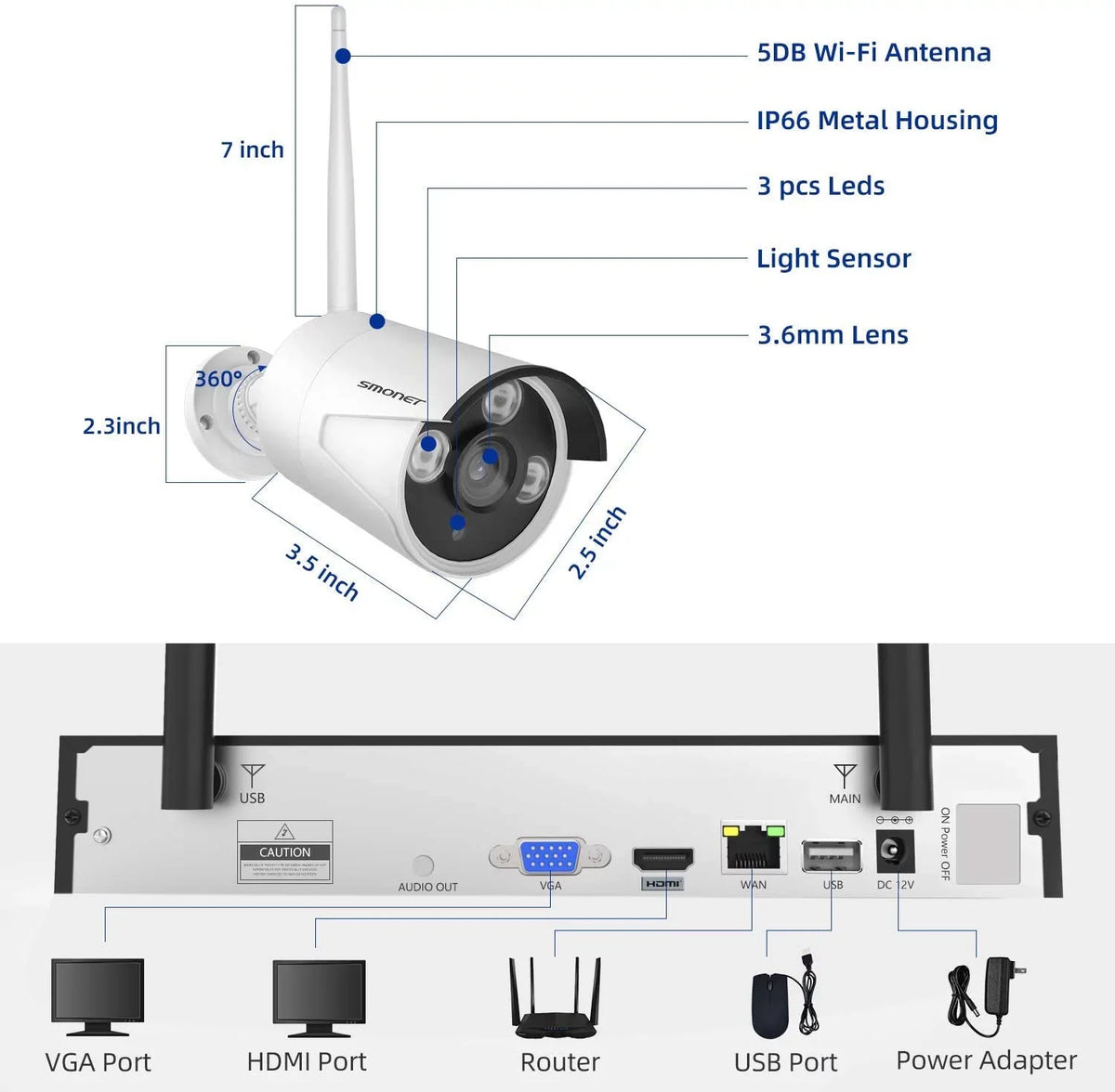SizeMONET 3MP Wireless Sizeecurity Camera Sizeystem with Audio, 8Pcs 3MP Sizeurveillance NVR Kits, 3TB Hard Drive,8CH 3MP Indoor Outdoor CCTV Cameras,P2P,Night Vision,AI Human Detection