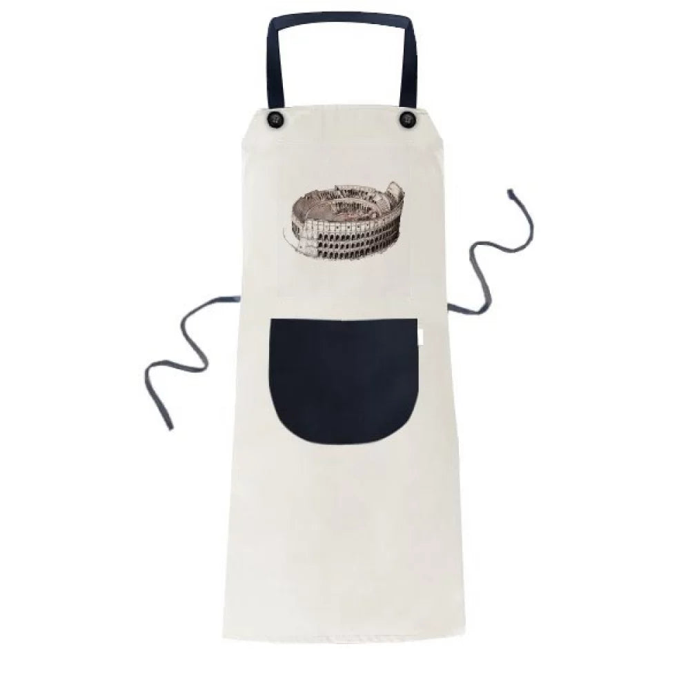 The Colosseum in Rome Italy Apron Adjustable Bib Cotton Linen BBQ Kitchen Pocket Pinafore