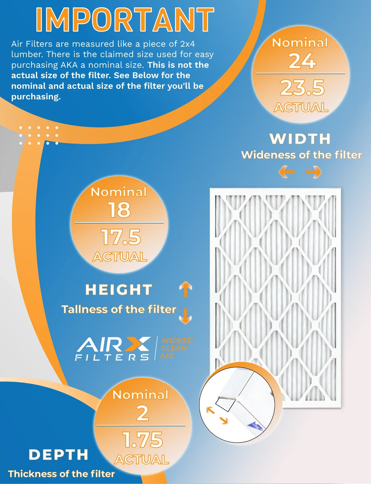 18x24x2 Air Filter MERV 11 Rating, 12 Pack of Furnace Filters Comparable to MPR 1000, MPR 1200 & FPR 7 - Made in USizeA by AIRX FILTERSize WICKED CLEAN AIR.