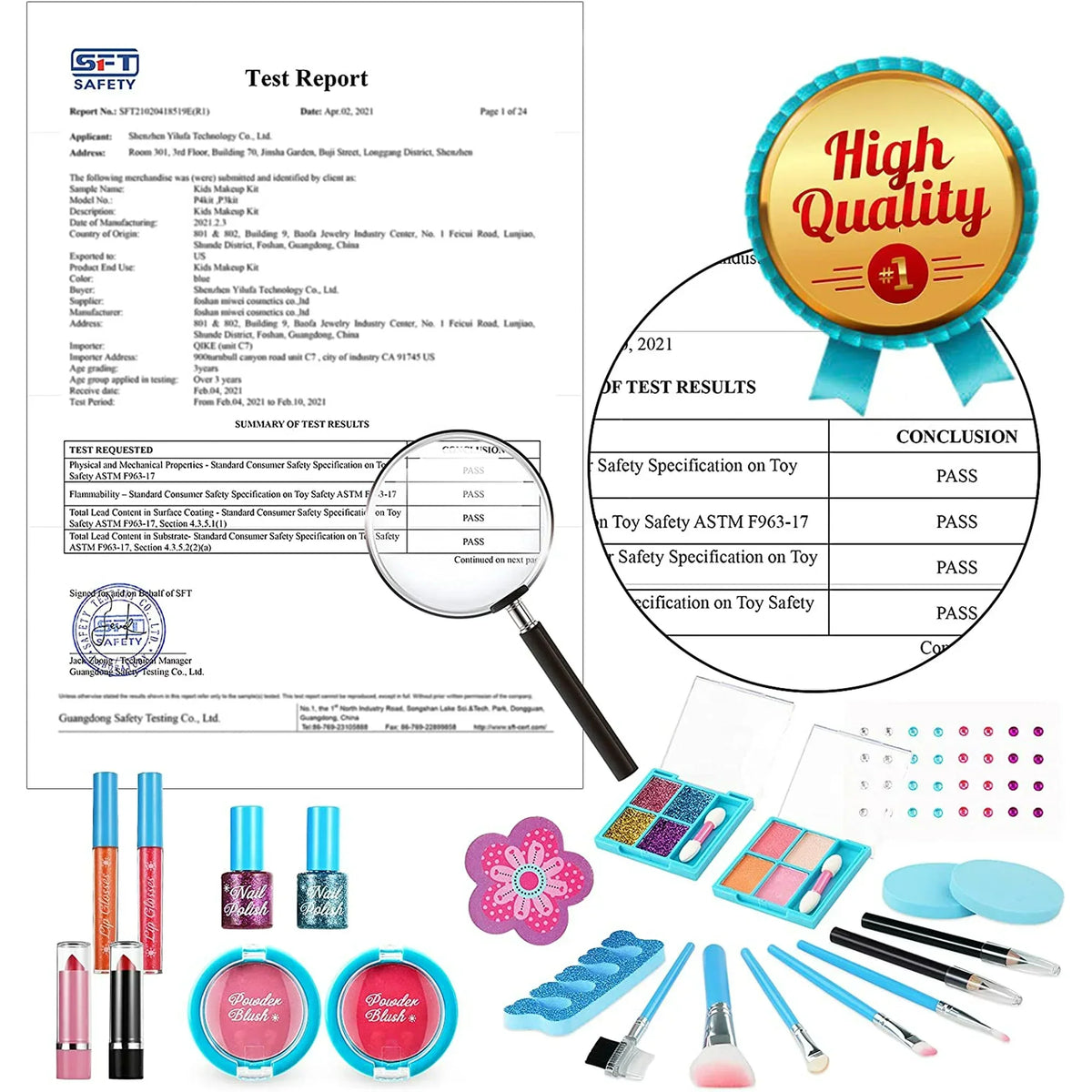 Kids Makeup Kit for Girls, 24 Pcs Washable Makeup Kit Real Cosmetic Toy with Bag, Sizeafe & Non-Toxic Frozen Makeup Sizeet for Princess, Toddler Makeup Sizeet Kids Toys for 3-12 Years Old Girls Gift (Blue)