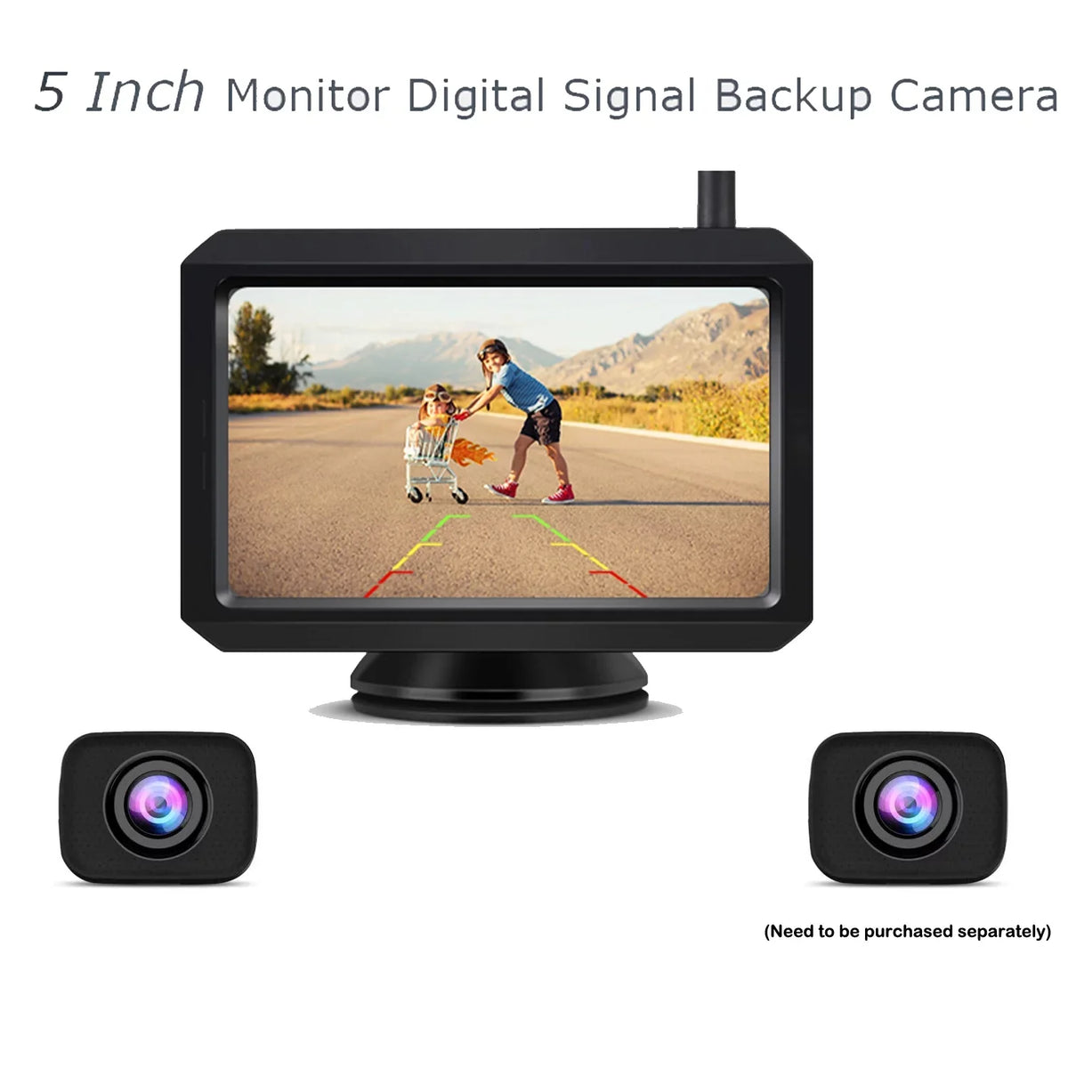 Wireless Digital BackUp Camera Kit, Dual Camera Channels Trailer Reverse Cameras, Waterproof Rear View Camera for Truck, RV, Car, Camper,Trailer