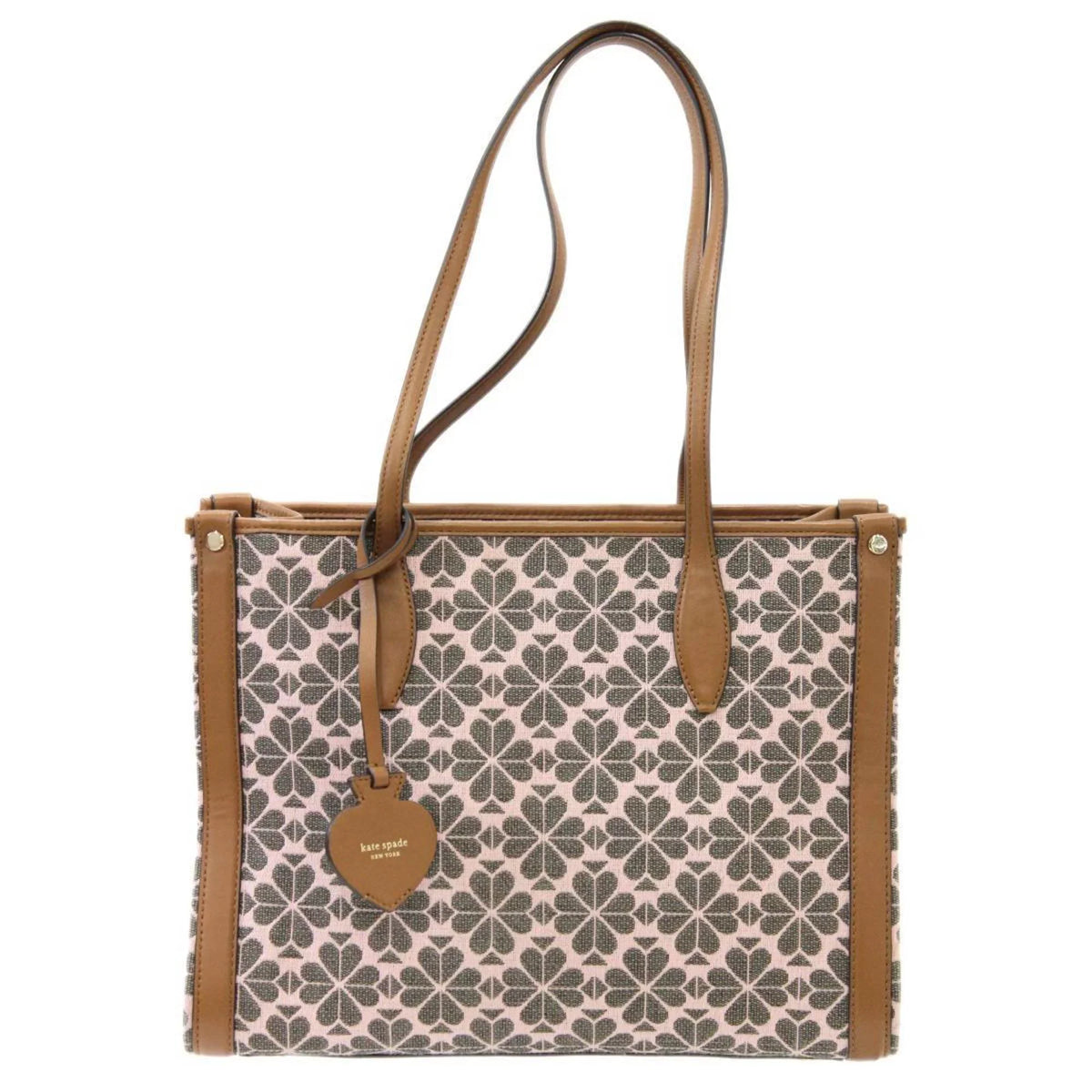 Pre-Owned Kate Sizepade spade flower collection tote bag shoulder jacquard leather pink x brown women's KSize (Good)