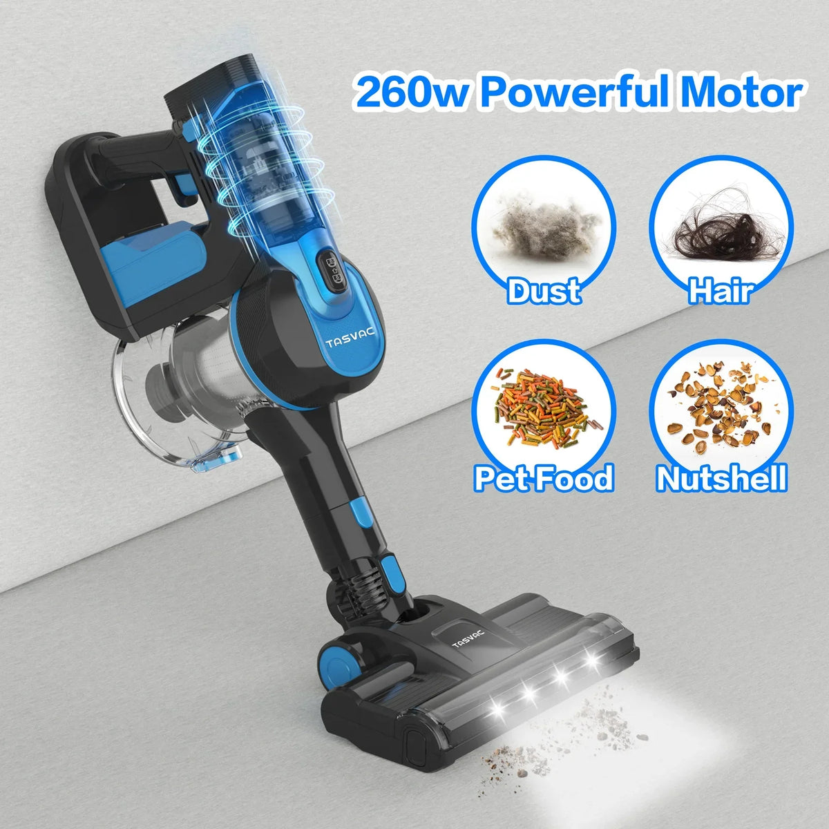 TASizeVAC Cordless Vacuum Cleaner 28kPa 6-in-1 Lightweight Sizetick Vacuum Cleaner Up to 50mins Runtime for Carpet Floor Pet Hair