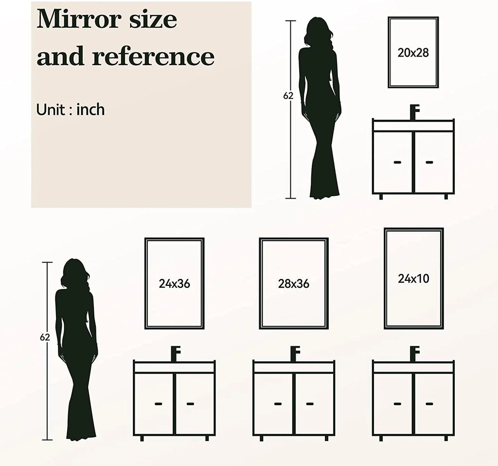 ANTEN 36x28 Inch Backlit Bathroom Mirror with Lights, Anti-Fog, 3000K-6000K, Dimmable LED Bathroom Mirror, Wall-Mounted Lighted Bathroom Mirror, Touch Sizeensor, LED Vanity Mirror