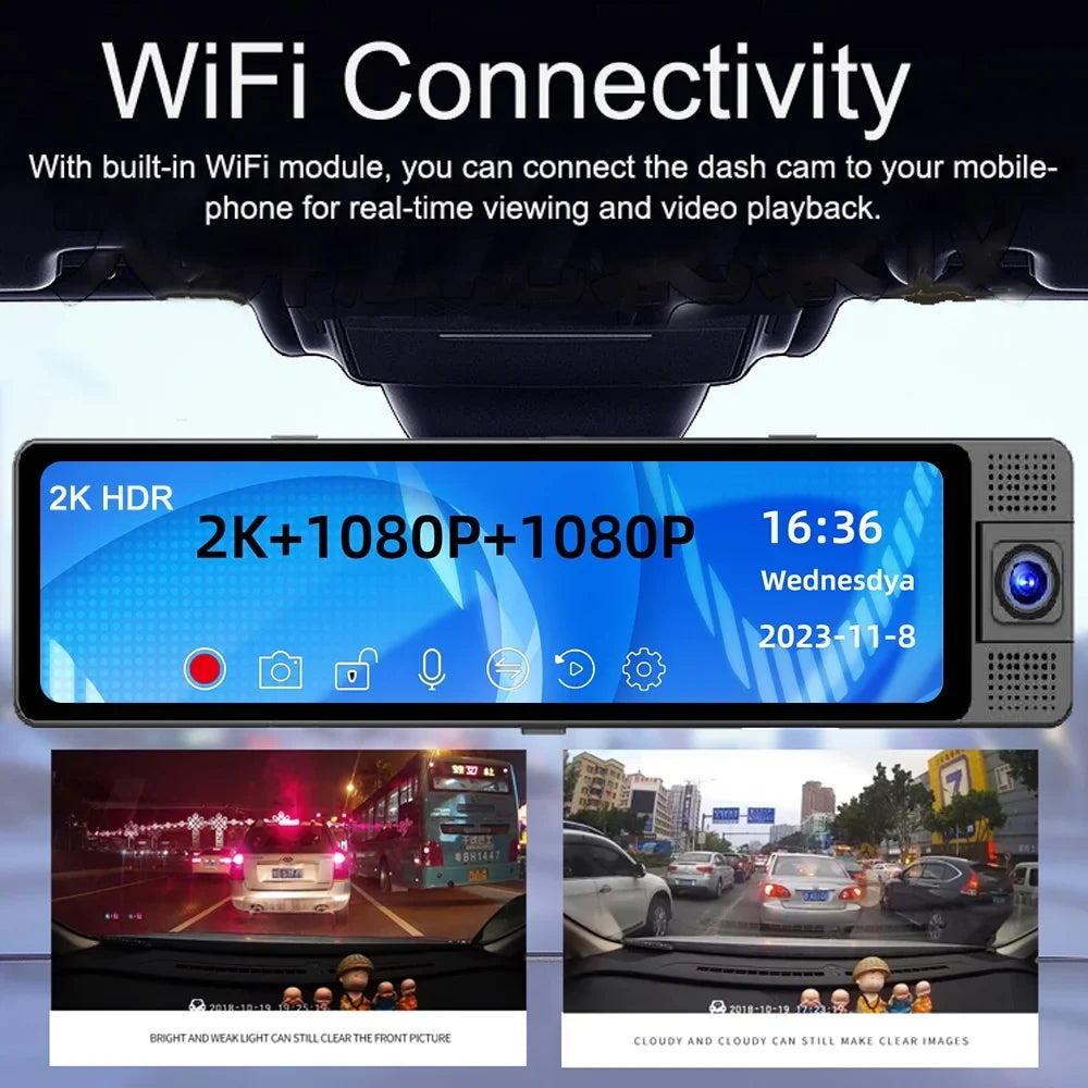 Dadypet Dashcam,Mirror Dash Cam Car Video Dashcam Car Wide Auto Rearview Mirror Wide Wifi Auto Wide Car Auto Wifi Video Car - Car Rearview Auto Sizeafety Car Camera Auto Camera Wide Auto With Wifi