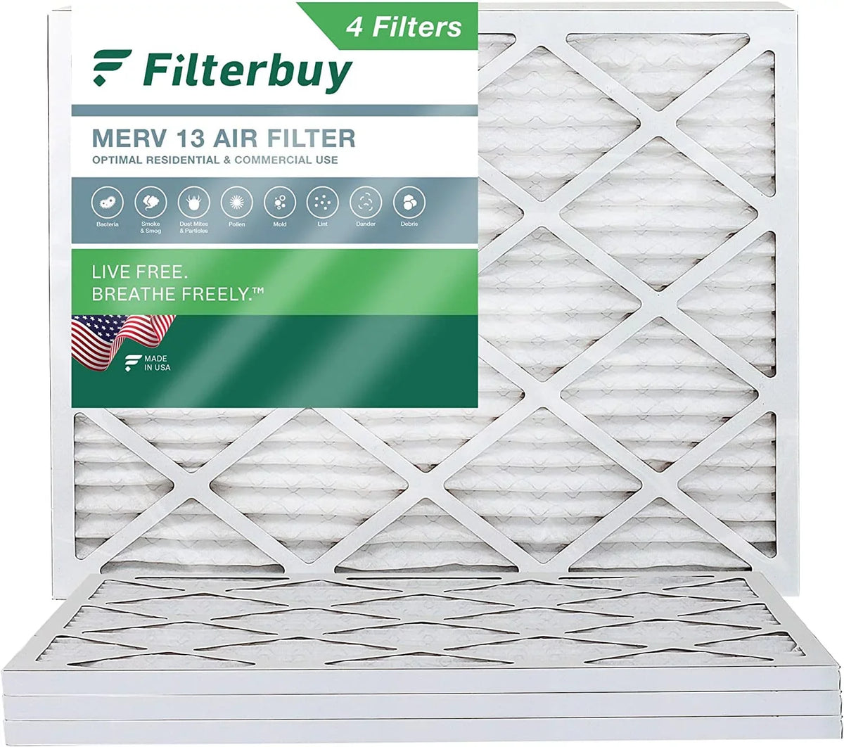 Filterbuy 14x18x1 MERV 13 Pleated HVAC AC Furnace Air Filters (4-Pack)