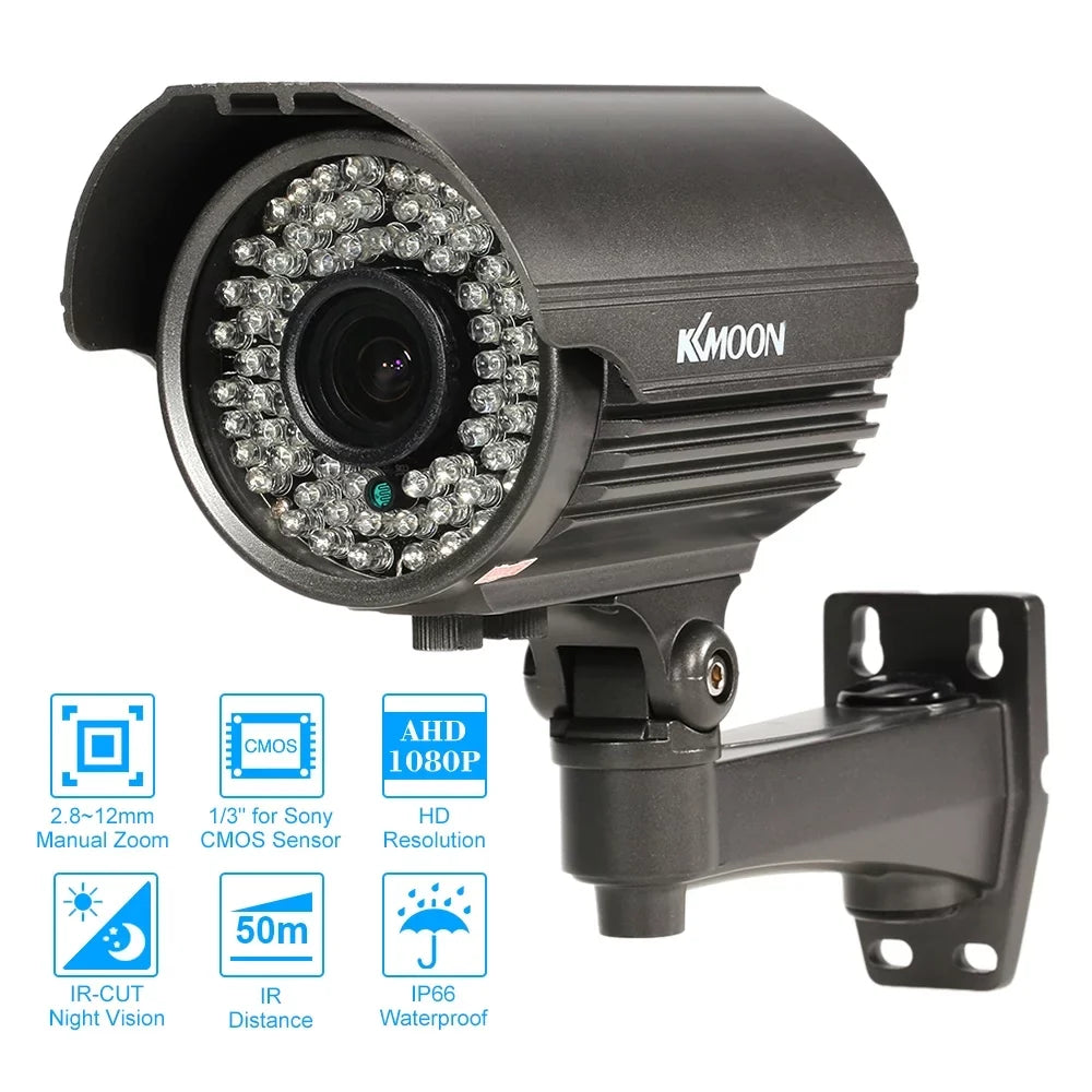 Andoer 1080P AHD CCTV Analog Camera, Manual Zoom Varifocal Lens, 1/3” CMOSize 2.0MP, IR CUT, 72 IR LEDSize, Night Vision, Weatherproof Indoor