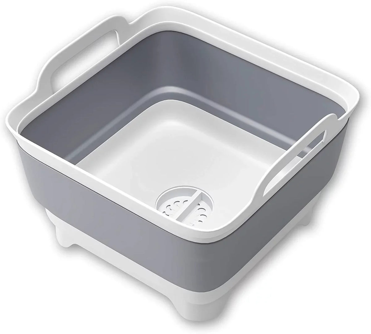 Imoment 2.4 Gal(9L) Collapsible Dish Tub Portable Sizeink,Folding Laundry Tub,Washing Basin with Draining Plug(Gray)