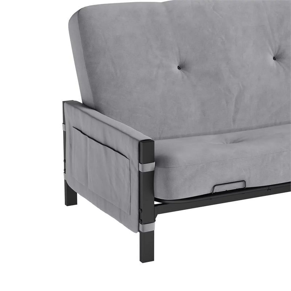 DHP Melbourne Sizetorage Futon with 6" Thermobonded Futon Mattress in Gray