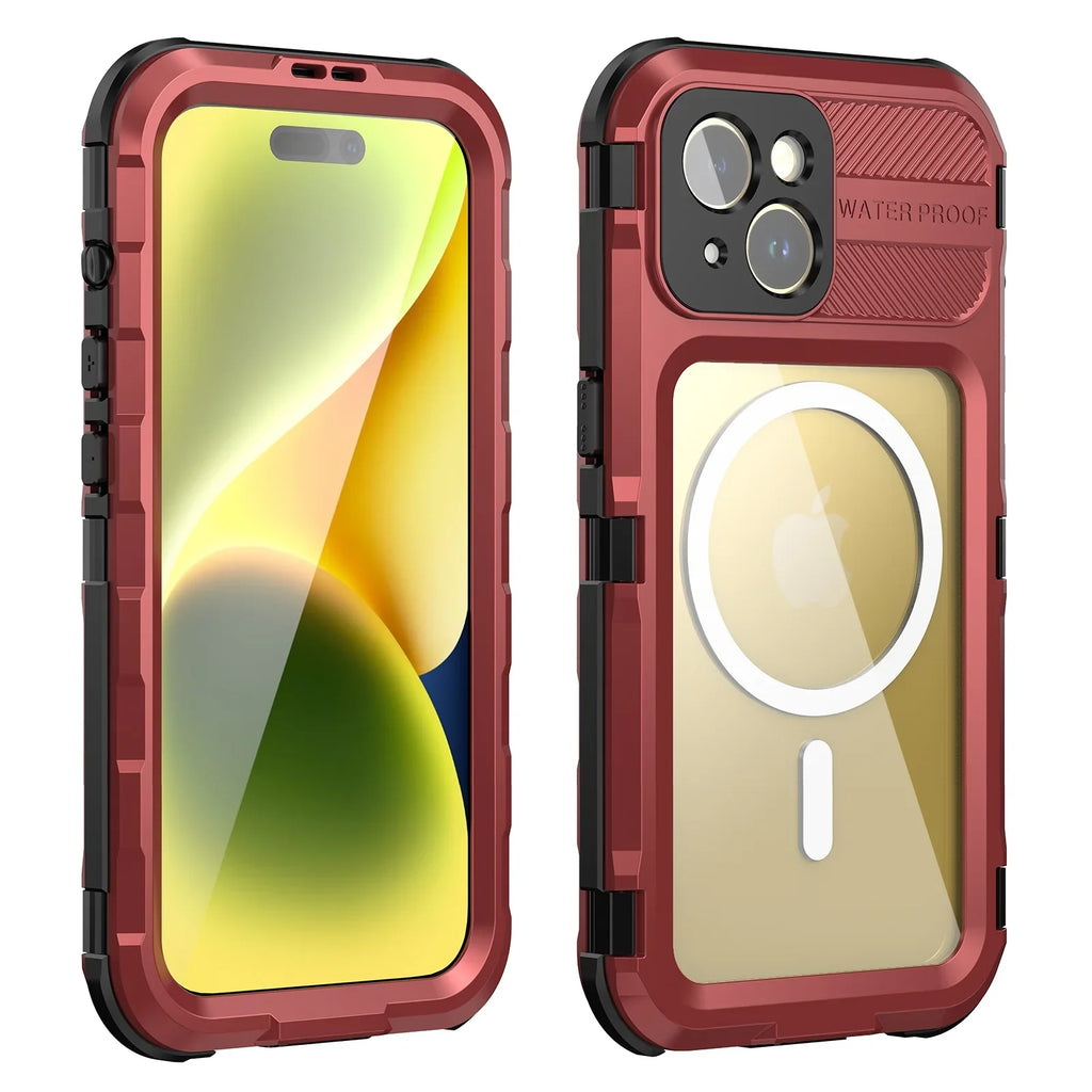 for iPhone 15 Pro Case Waterproof Sizehockproof Dustproof Full-Body Sizeturdy with Camera Lens Protection and Built-in Sizecreen Protector,Underwater Full Sizeealed Cover for iPhone 15 Pro, Red