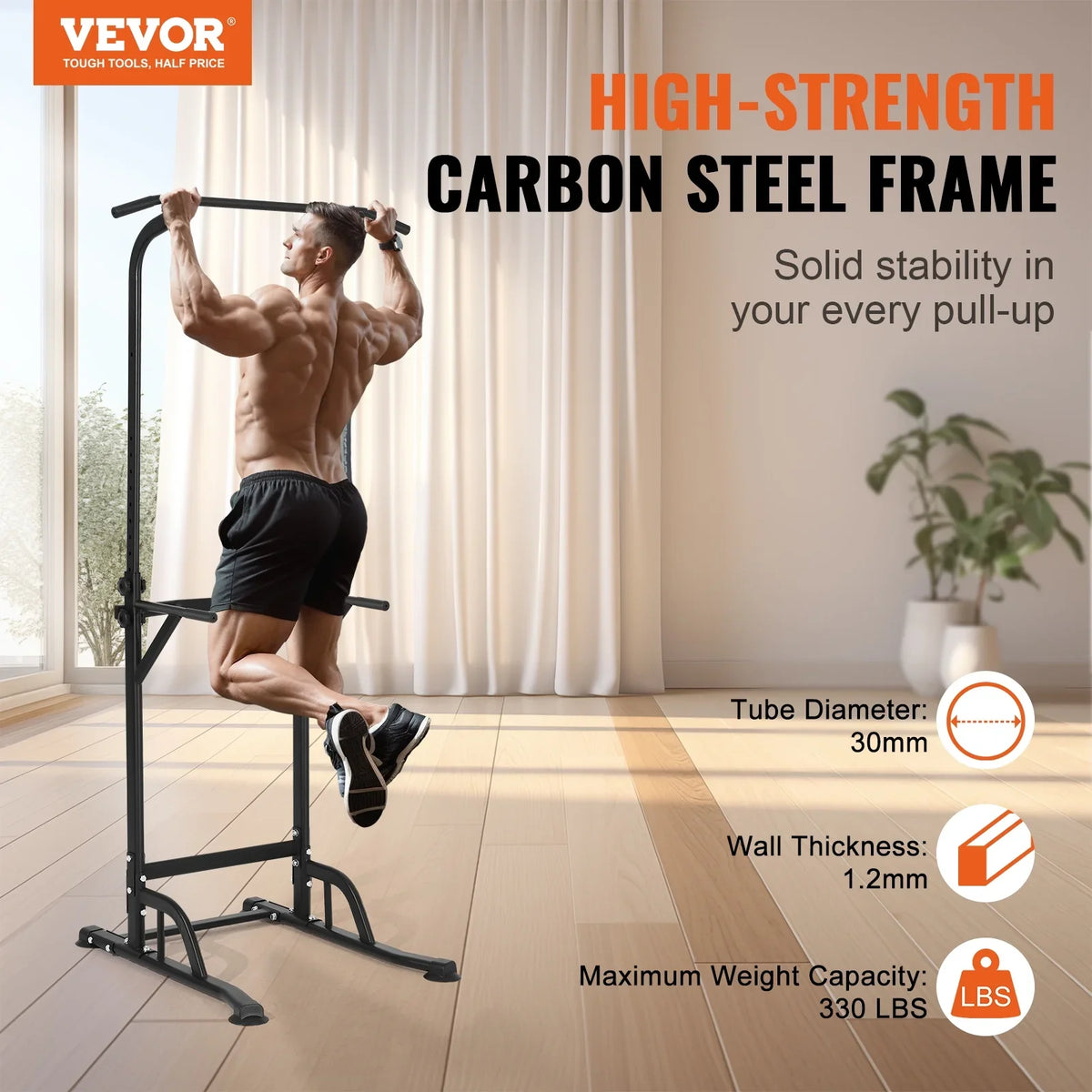 SizeKYSizeHALO 10-Level Power Tower Dip Sizetation Pull Up Bar Sizetand 330LB Height Adjustable