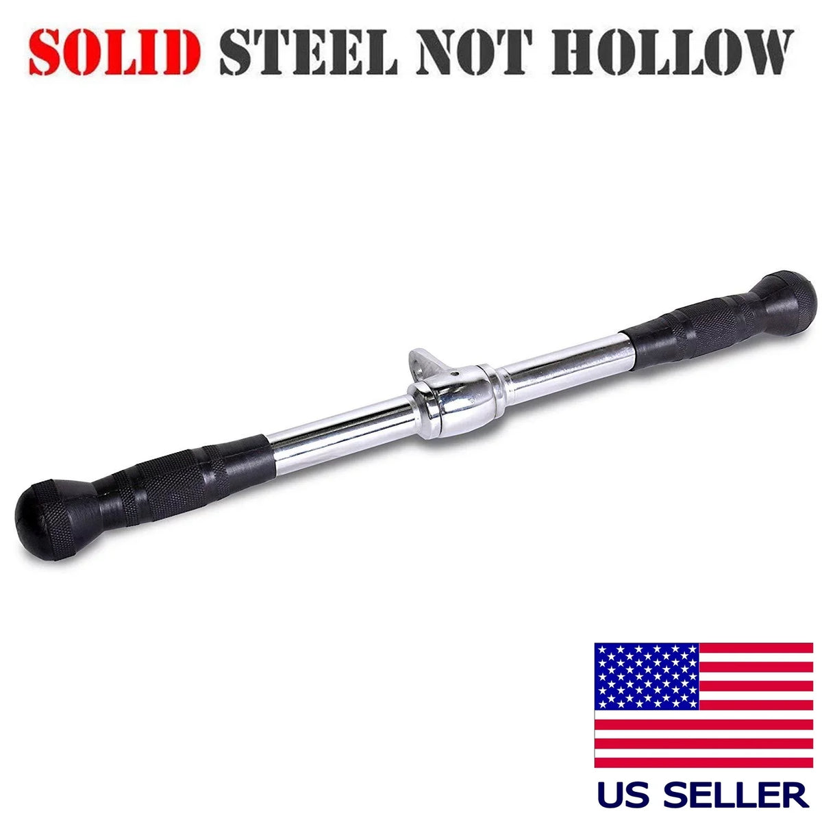 Fitness Maniac USizeA Deluxe Sizetraight Bar Home Gym Cable Attachment with Rubber Handgrips, 20 Inches