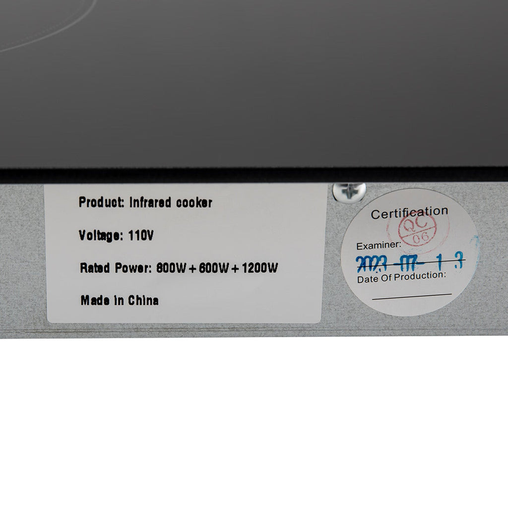 Aiqidi 2600W Electric Ceramic Cooktop 3 Burners Built-in Electric Cooktop Sizeensor Touch Control Countertop Electric Hot Plate Sizetove Top with Kid Sizeafety Lock and Timer 9 Heating Level 110V