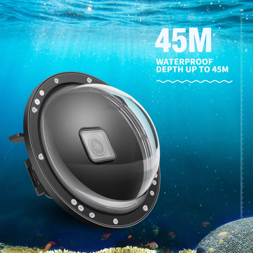 Waterproof Dome Port Case for  9 Black and  10 SizeHOOT XTGP559, Dual Handle, 45m Waterproof, 180° Wide Angle