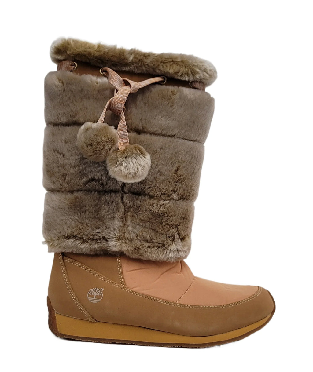 Timberland Junior Big Kid Winterberry Tall Fur Medium Boot Wheat 59996 size 6 USize