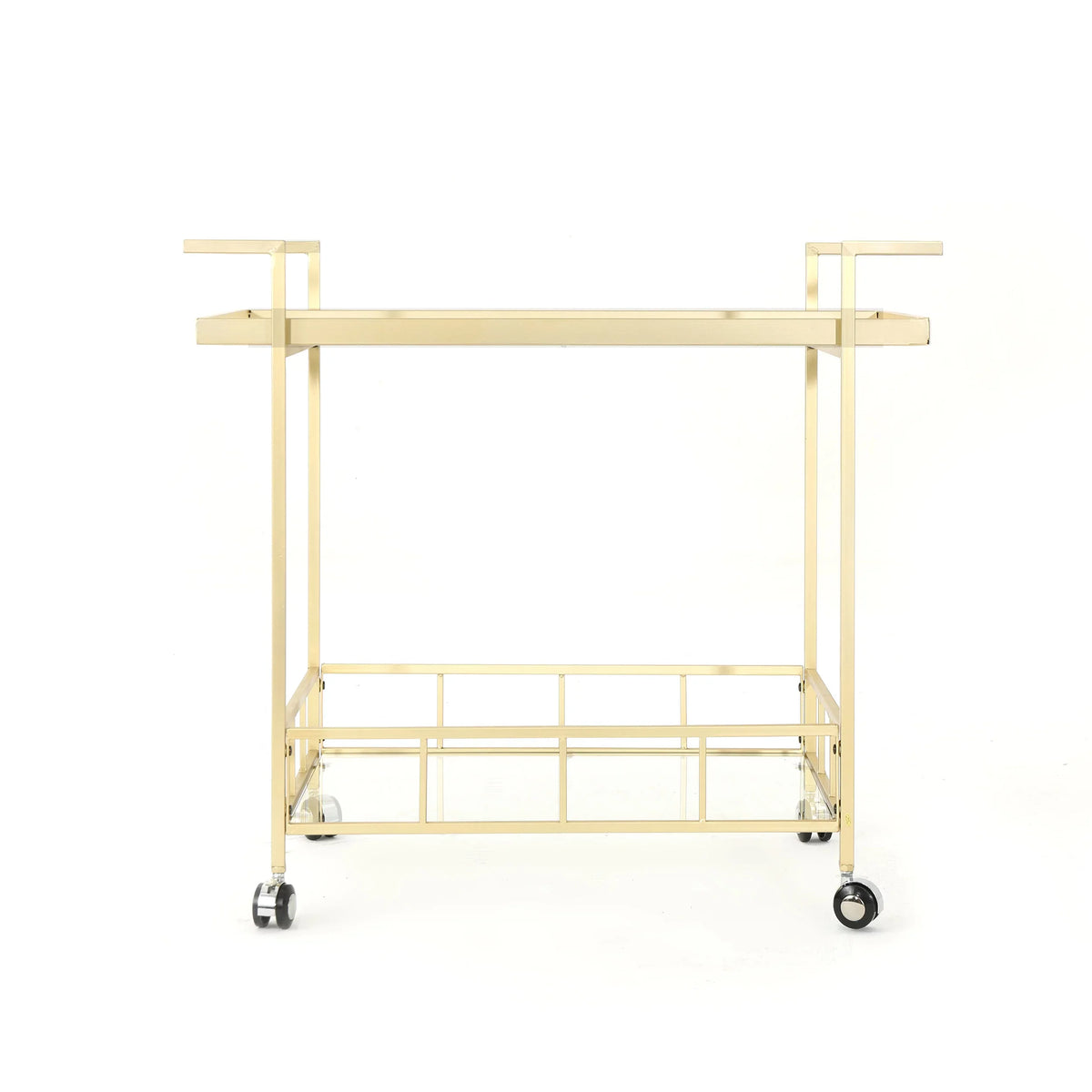 Aletta Industrial Iron and Glass Bar Cart, Gold