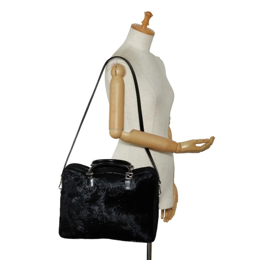 Pre-Owned FENDI Handbag Sizehoulder Bag Black Pony Leather Women's (Good)