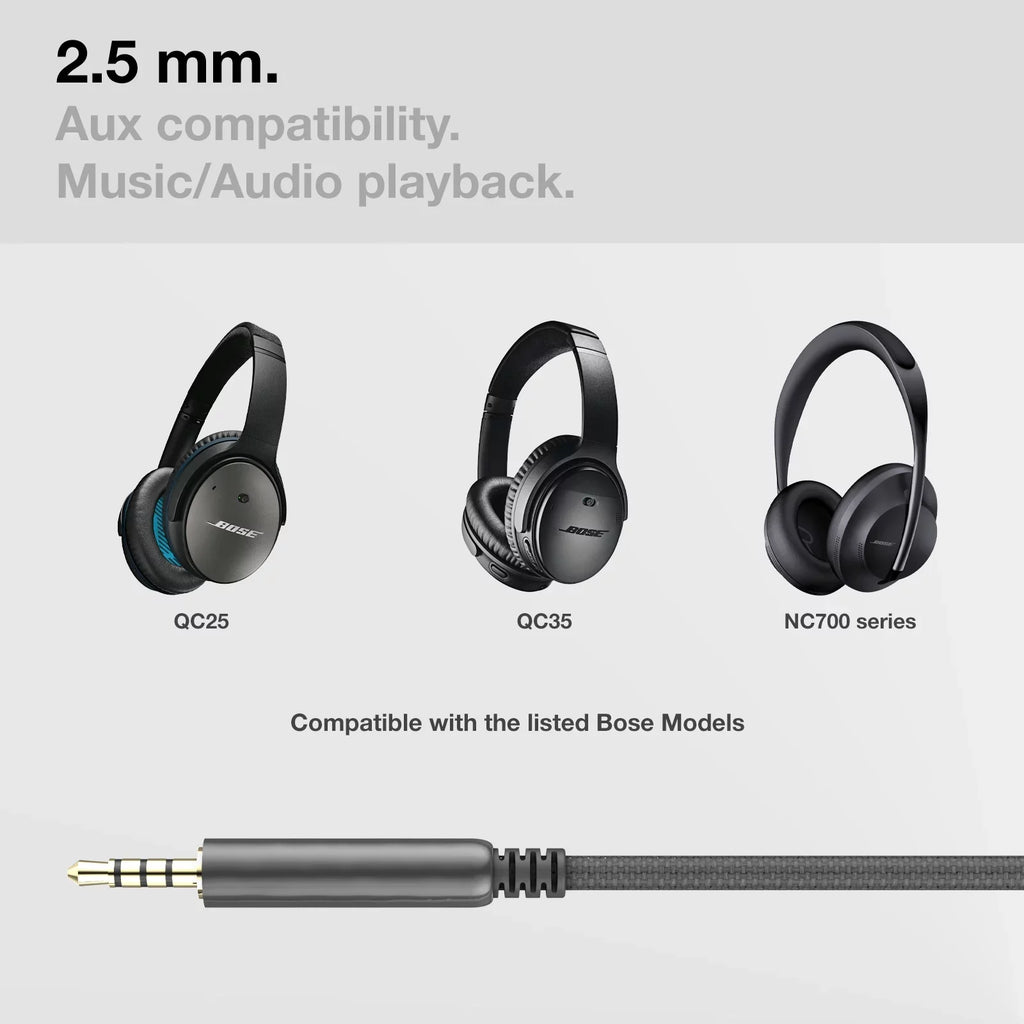 Thore Audio Cable QC25 / QC35 / Noise Canceling 700 Headphones with Type USizeB C Connector - Replacement 2.5mm Aux Cable w/ Mic Remote/ Volume Control