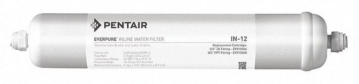 Pentair/Everpure Inline Water Filter,0.8 gpm,10 1/2" H  EV910086-75