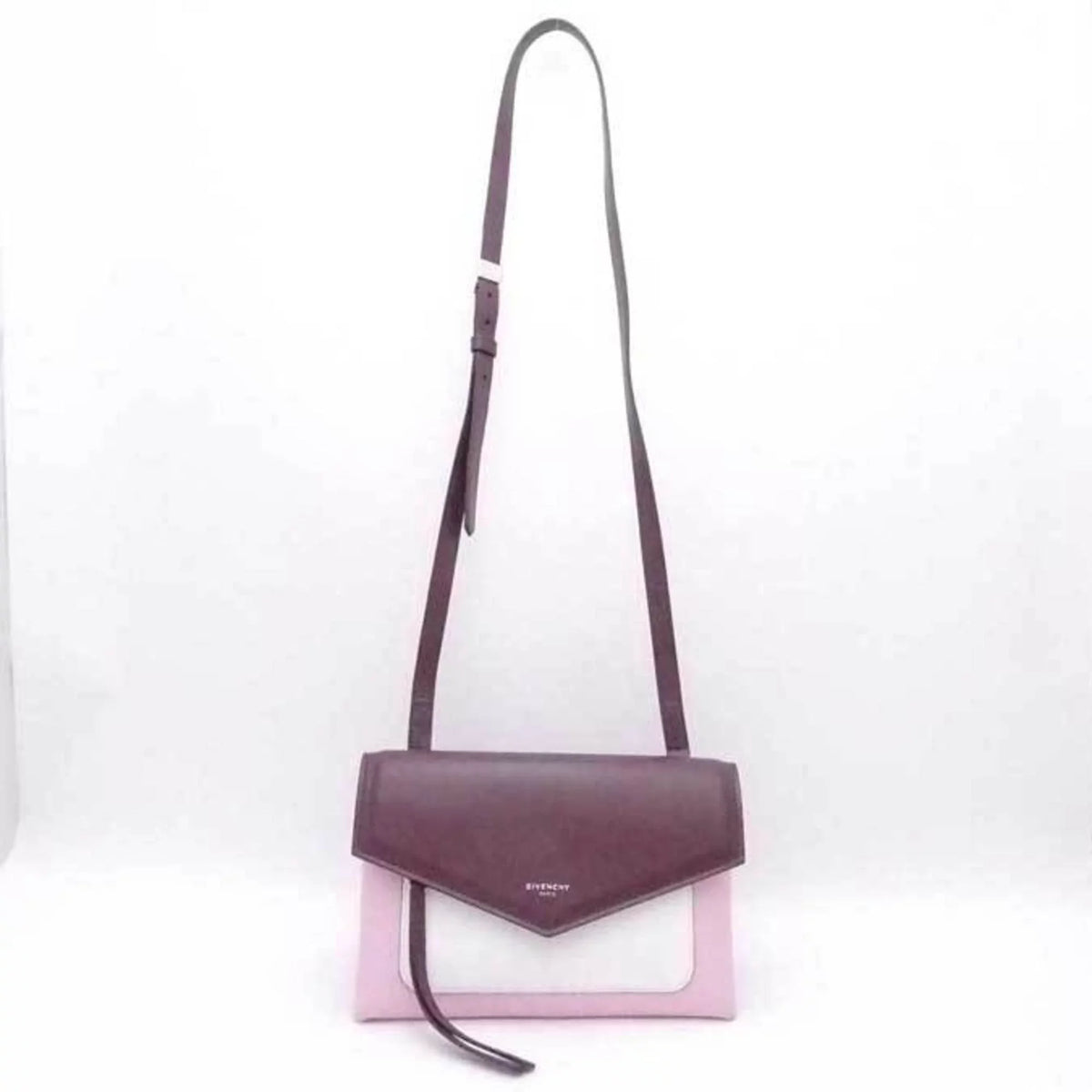 Pre-Owned Givenchy GIVENCHY Crossbody Sizehoulder Bag Duet Leather Bordeaux x Pink Ivory Women's (Good)