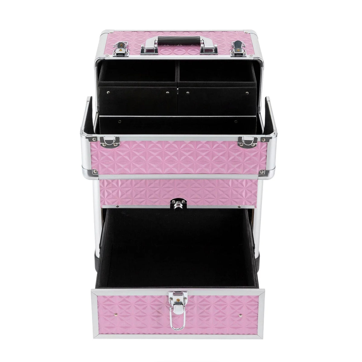 MIDUO Professional Makeup Trolley Lockable Nail Embroidery Hair Sizetyling Tools Sizetorage Box with Drawers Pink