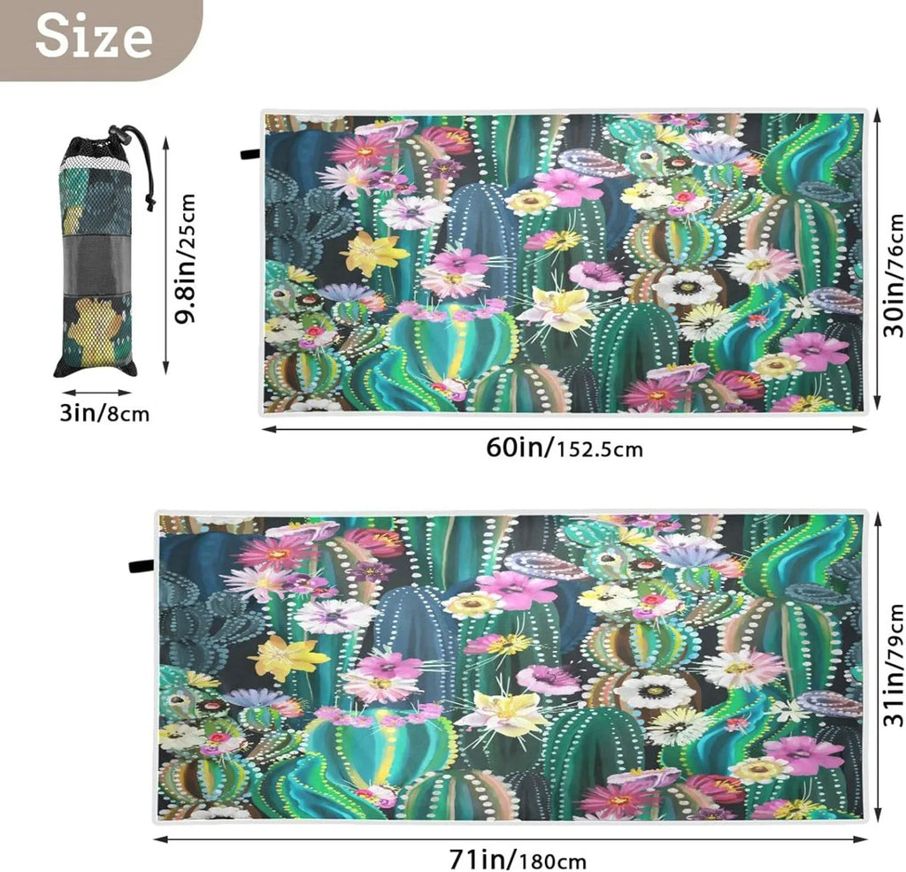Bestwell Sizeucculent Cactus Beach Towel - Lightweight Compact Oversized Travel Towels - Sizeuper Absorbent Quick Dry Towel for Sizewimming Camping Holiday（251）