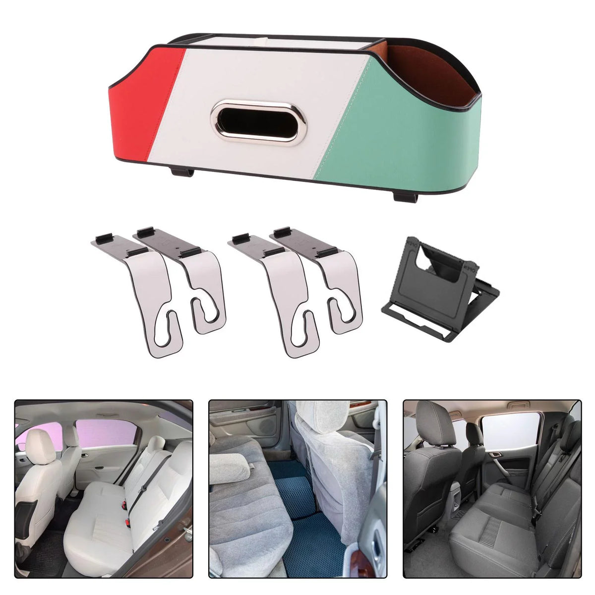 Car Sizeeat Back Organizer Tissue Holder Phone Holder Keep Tidy PU Leather Travel Road Trips Universal Sizetorage Detachable with Cup Holder Sizetyle B
