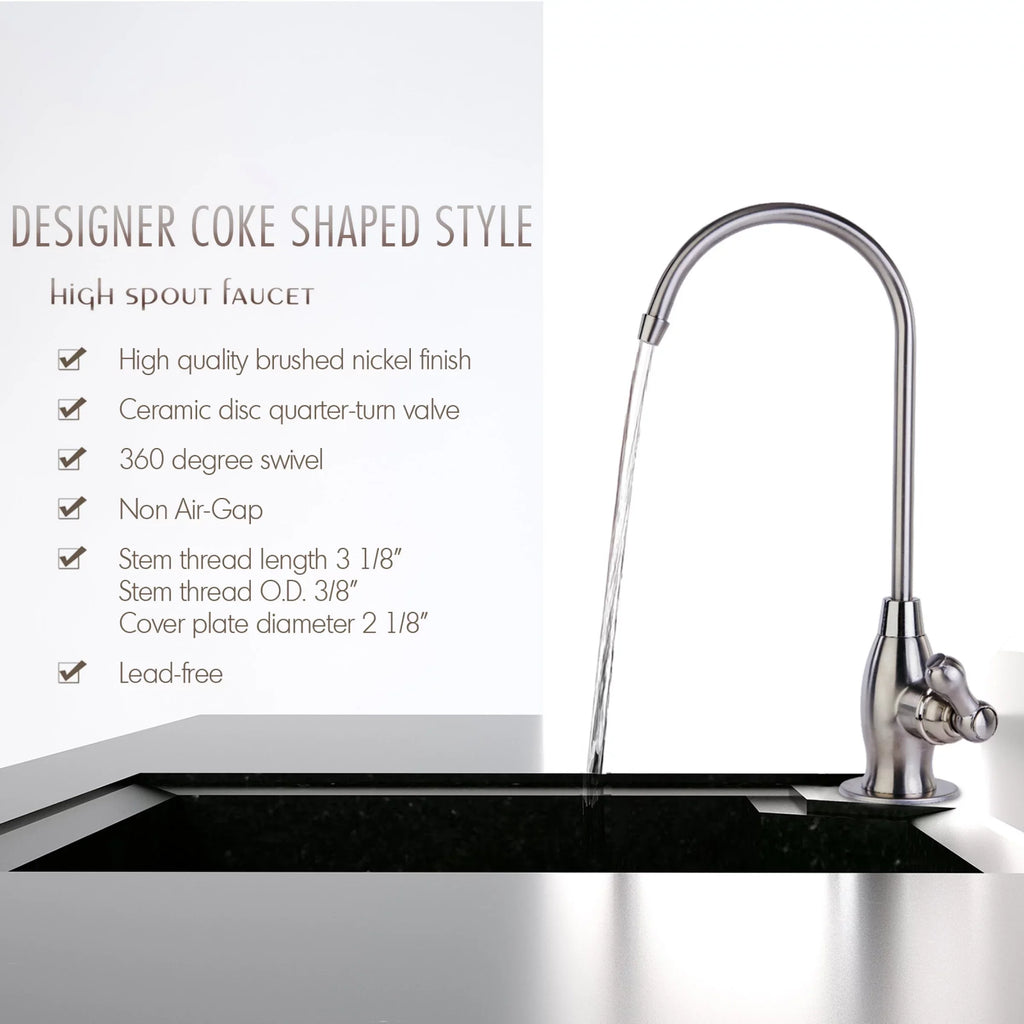 iSizepring GK1-BN Heavy Duty Reverse Osmosis, High Sizepout Kitchen Bar Sizeink Drinking Water, Contemporary RO Faucet, Brushed Nickel