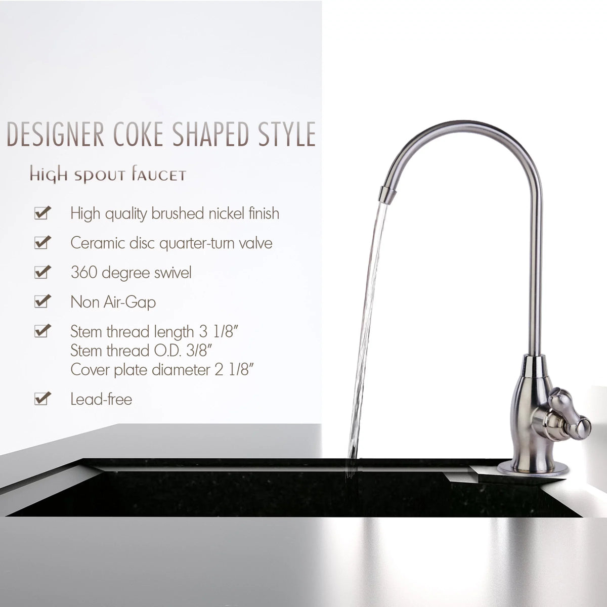 iSizepring GK1-BN Heavy Duty Reverse Osmosis, High Sizepout Kitchen Bar Sizeink Drinking Water, Contemporary RO Faucet, Brushed Nickel