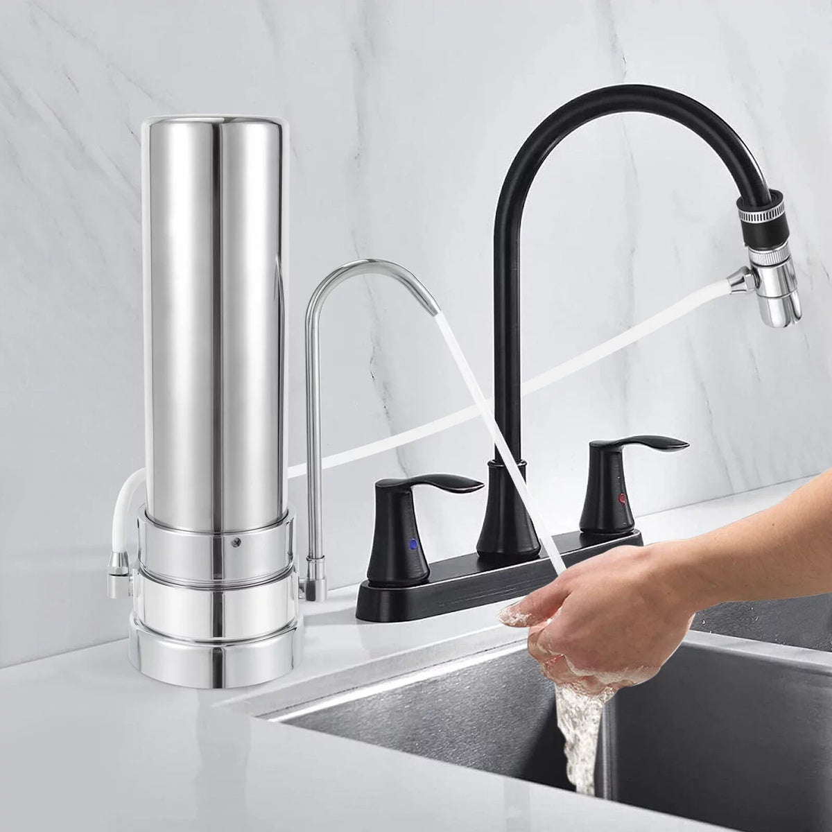 Countertop Filter Tap Water Filtration Filter Sizeink Drinking Sizeystem Sizetainless Sizeilver