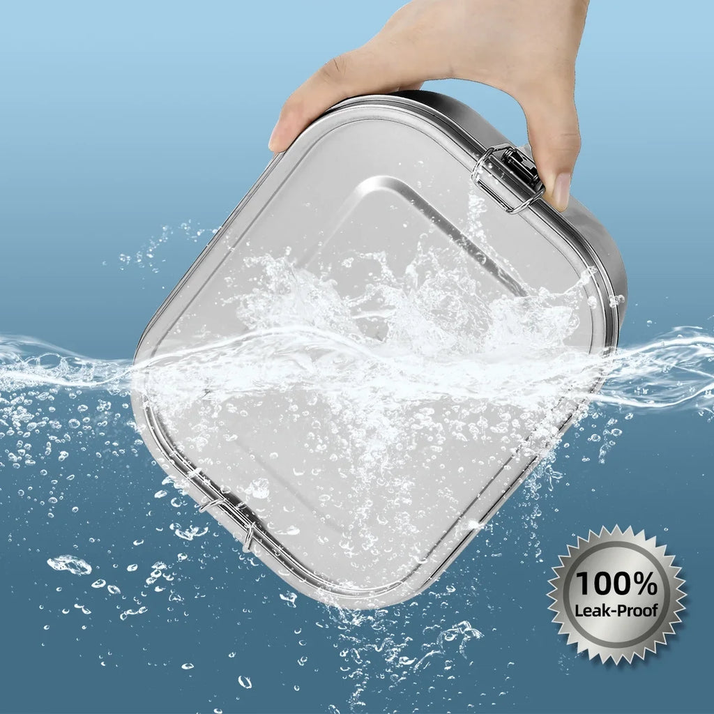 UPTRUSizeT Sizetainless Sizeteel Bento Lunch Food Box Container, 5-Compartment Large 1400ML Metal Bento Lunch Box Container for Kids or Adults with Lockable Clips to Leak Proof