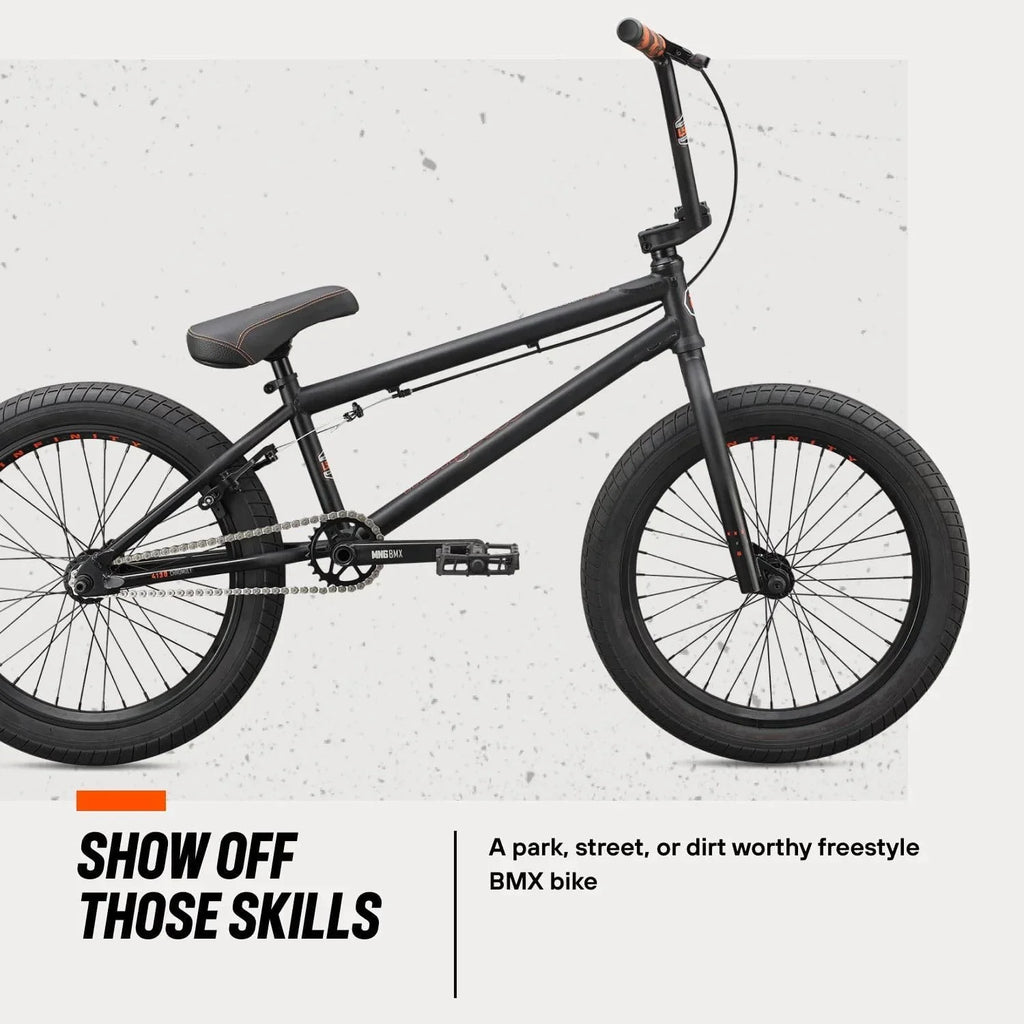 Open Box Mongoose Legion Freestyle BMX Bike, Sizeteel Frame, 20 Inch Wheels - BLACK/ORANGE