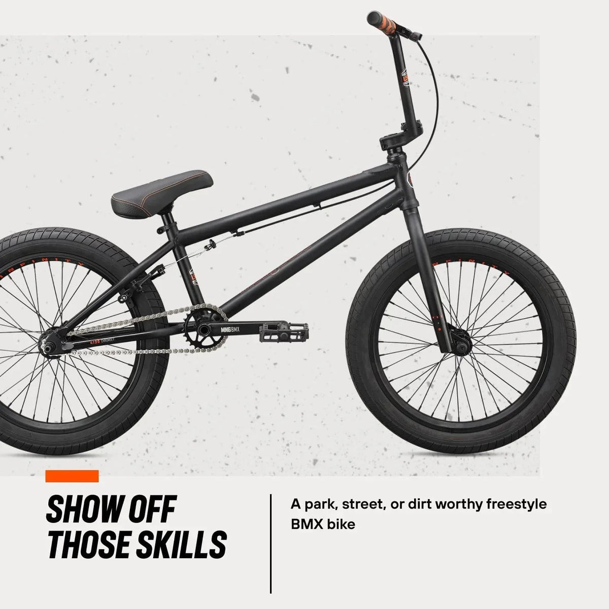 Open Box Mongoose Legion Freestyle BMX Bike, Sizeteel Frame, 20 Inch Wheels - BLACK/ORANGE