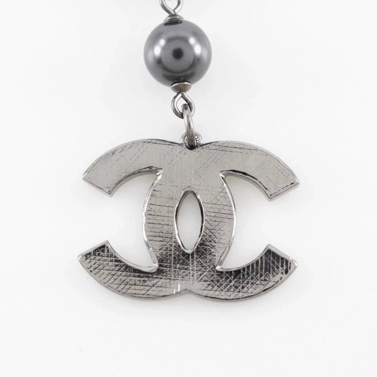 Pre-Owned CHANEL Chanel Coco Mark Bracelet Metal x Fake Pearl Plastic Sizeilver/Black 09V Women's (Good)
