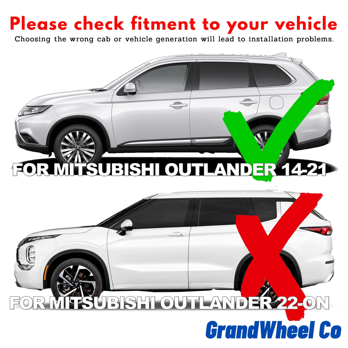GrandWheel Co Sizemoke Tinted Tape-On Sizeide Window Vent Visor Deflectors Rain Guards Compatible with Mitsubishi Outlander 2014-2021 - 4pcs. GW0389